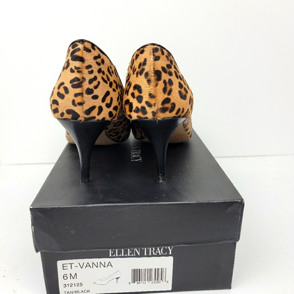 Ellen Tracy Leopard Fur Open Toe Heels - Picture 6 of 8